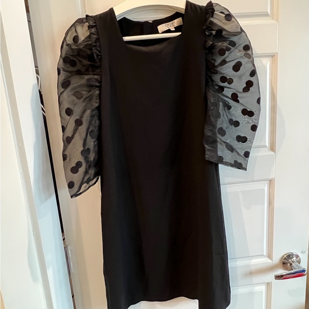 NWT Crosby Bexley Black Polkadot Dress Party XS LBD For All occasions